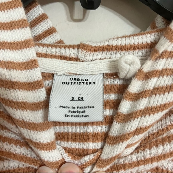 Women’s Urban Outfitters Waffle Knit Thermal Hoodie Striped Size Small Oversized - Picture 2 of 7